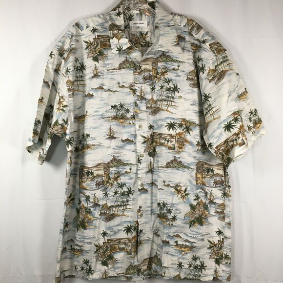Pierre Cardin Other - Pierre Cardin Shirt Mens Sz XL Beige Tropical Cotton Short Sleeve Button Up